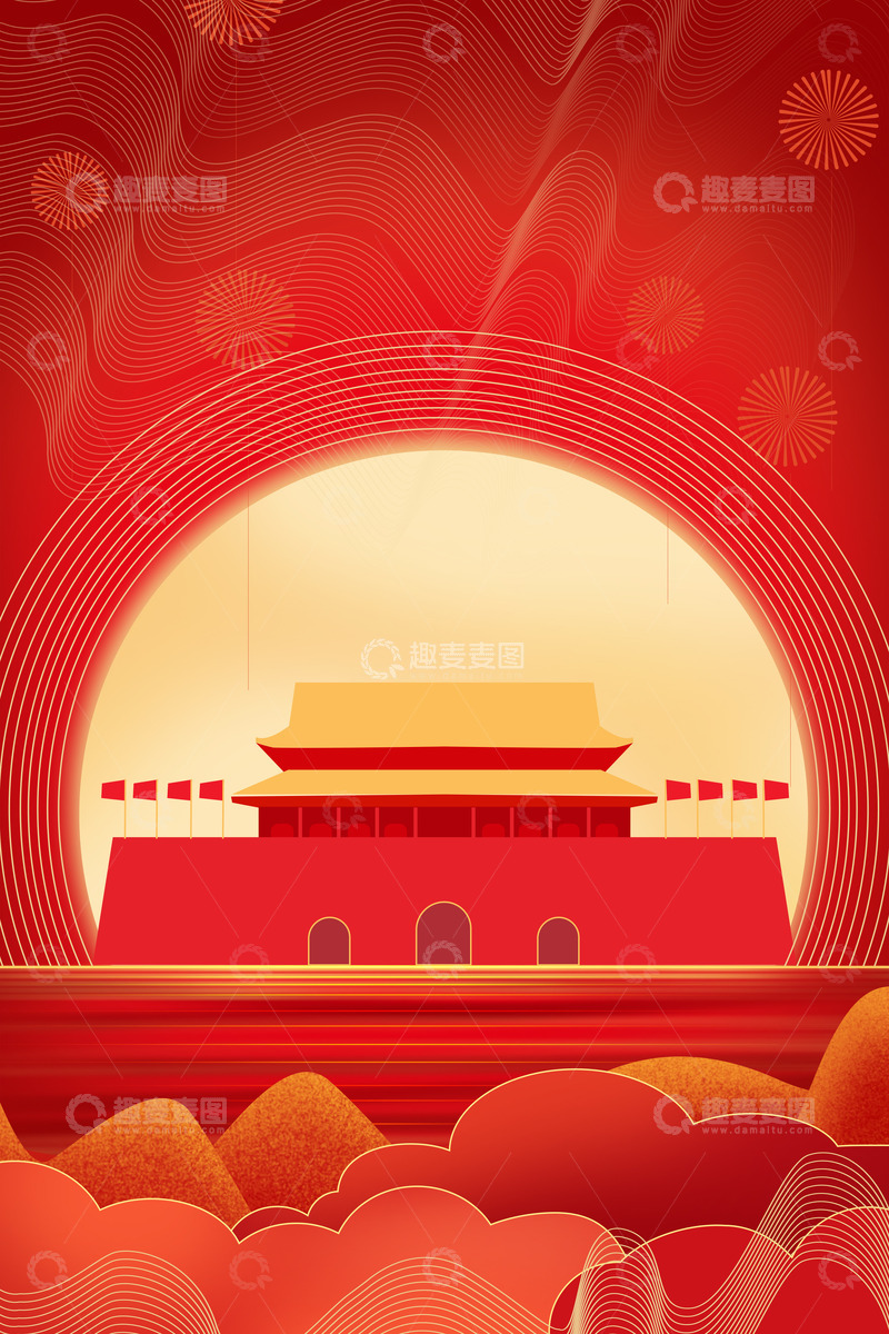 源文件下载【趣麦麦图】红色中国风喜庆电商中秋节装饰纹理背景