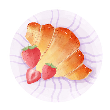 简约面包牛角包美食糕点