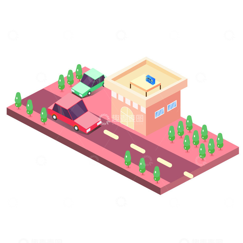 源文件下载【趣麦麦图】2.5D小轿车交通工具