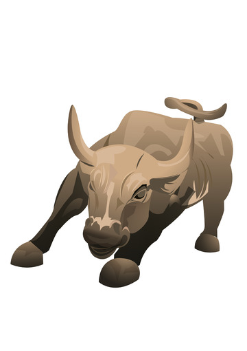 华尔街铜牛北美金牛矢量铜像动物勤劳建筑物