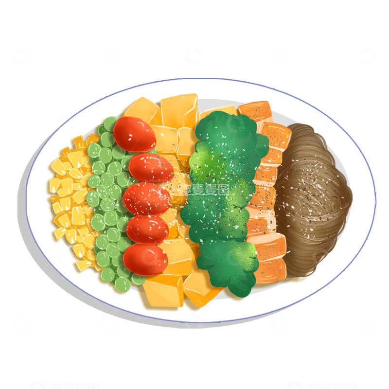 源文件下载【趣麦麦图】手绘轻食减肥餐素食健康绿色饮食