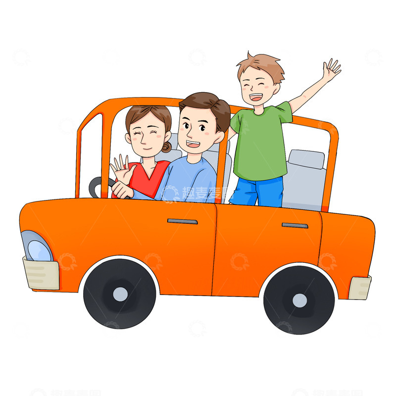 源文件下载【趣麦麦图】自驾游旅游一家人