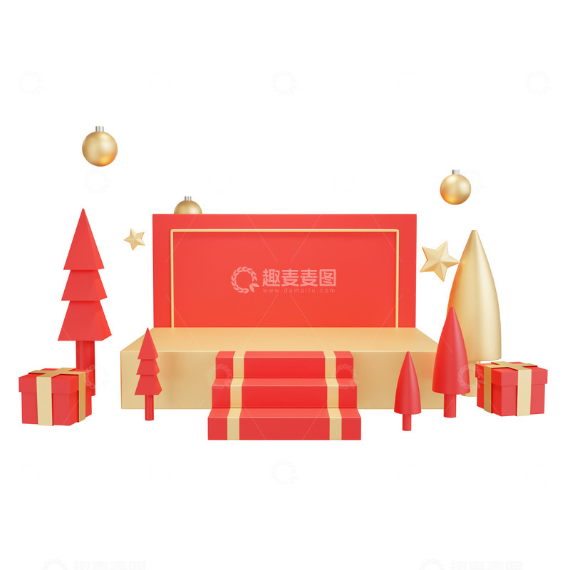 源文件下载【趣麦麦图】3D圣诞电商促销舞台