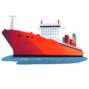 卡通手绘扁平画风轮船卡通手绘