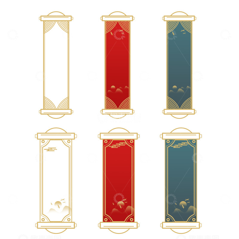 源文件下载【趣麦麦图】国潮标题框中国风边框传统竖幅插画元素