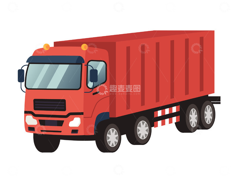 源文件下载【趣麦麦图】卡通简约红色的卡车