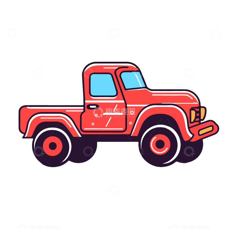 源文件下载【趣麦麦图】皮卡车卡通插画