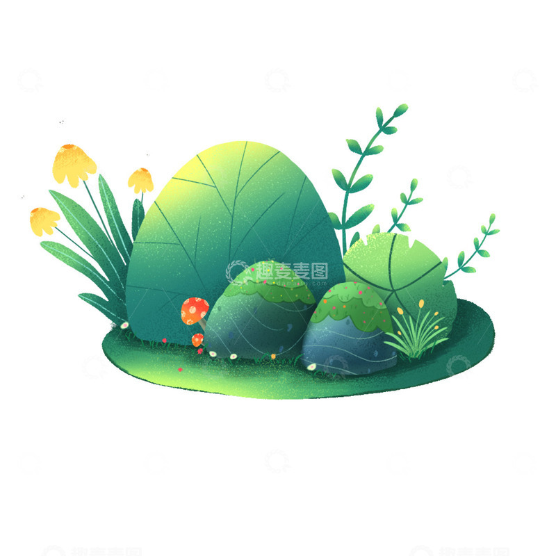 源文件下载【趣麦麦图】绿色植物小场景