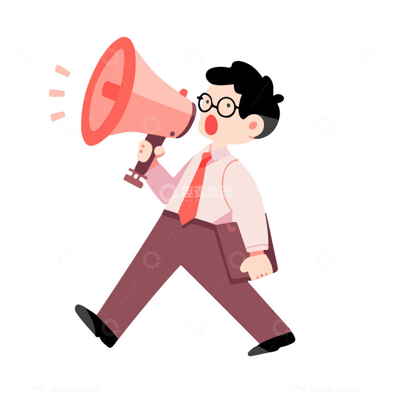 源文件下载【趣麦麦图】招聘人士举着喇叭喊在招聘