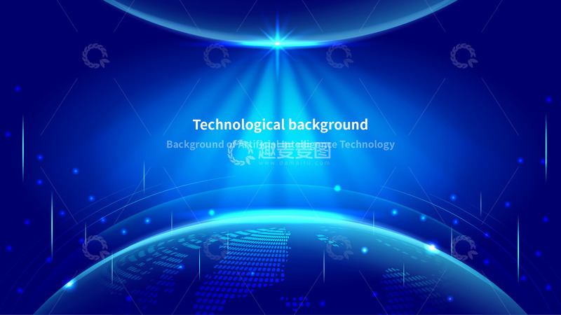 源文件下载【趣麦麦图】蓝色科技球光效背景