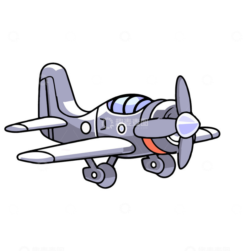 源文件下载【趣麦麦图】螺旋桨老式飞机卡通插画