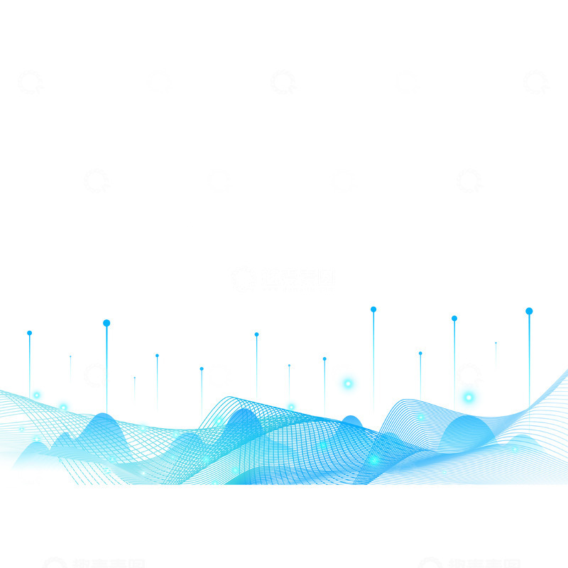 源文件下载【趣麦麦图】蓝色科技线条山脉底部装饰矢量元素