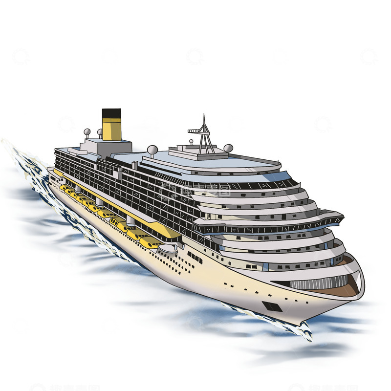 源文件下载【趣麦麦图】手绘轮船邮轮