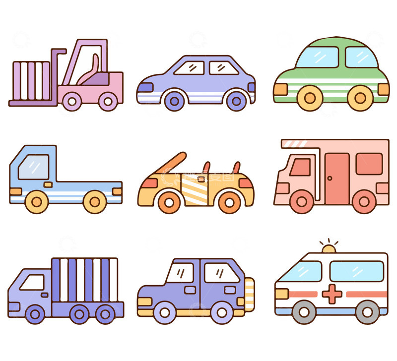 源文件下载【趣麦麦图】超简单的软萌小汽车卡通简笔画