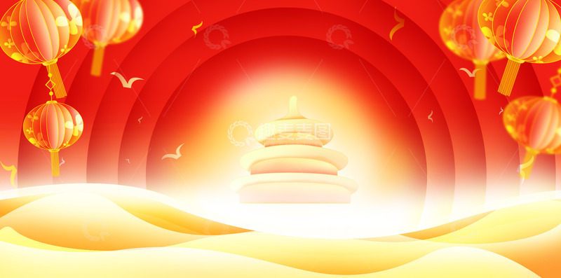 源文件下载【趣麦麦图】复古国潮红色大气中国风灯笼海报背景