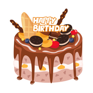 美味的黄桃巧克力生日蛋糕