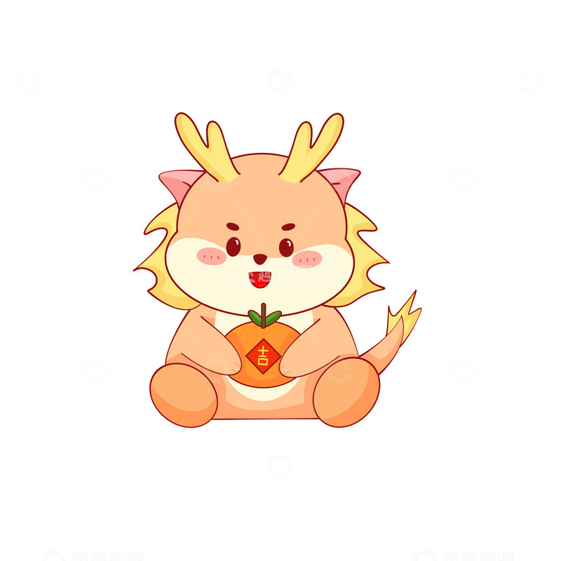 源文件下载【趣麦麦图】卡通龙年大吉元素插画