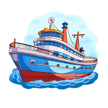 交通工具邮轮手绘素材