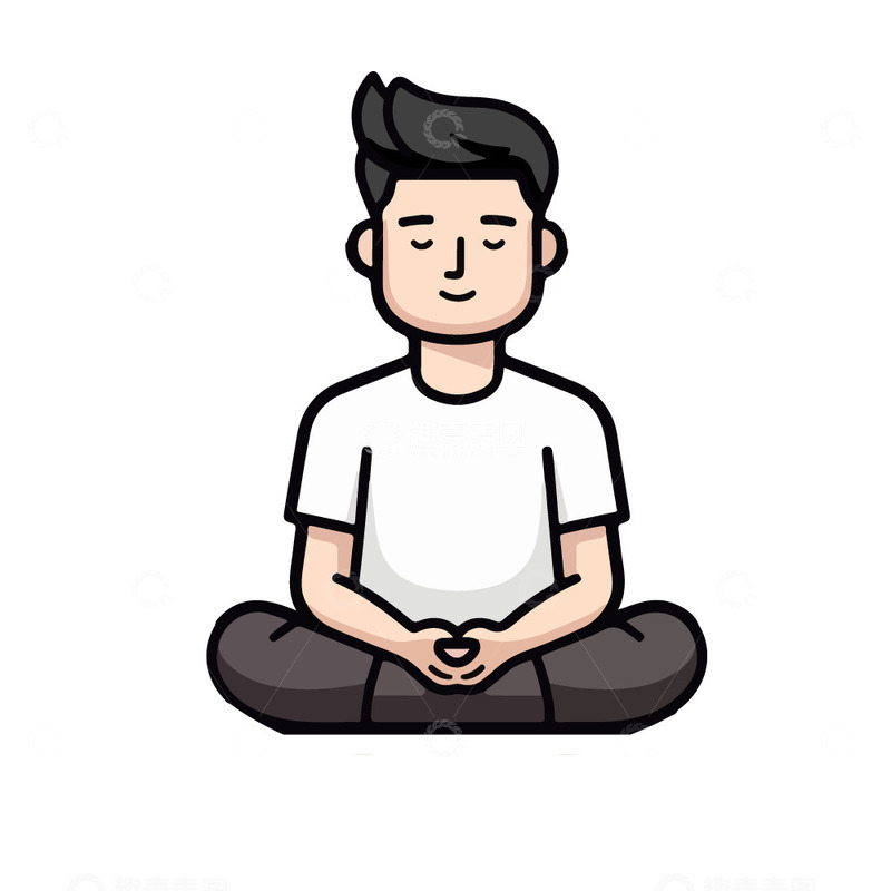 源文件下载【趣麦麦图】在打坐冥想的男生