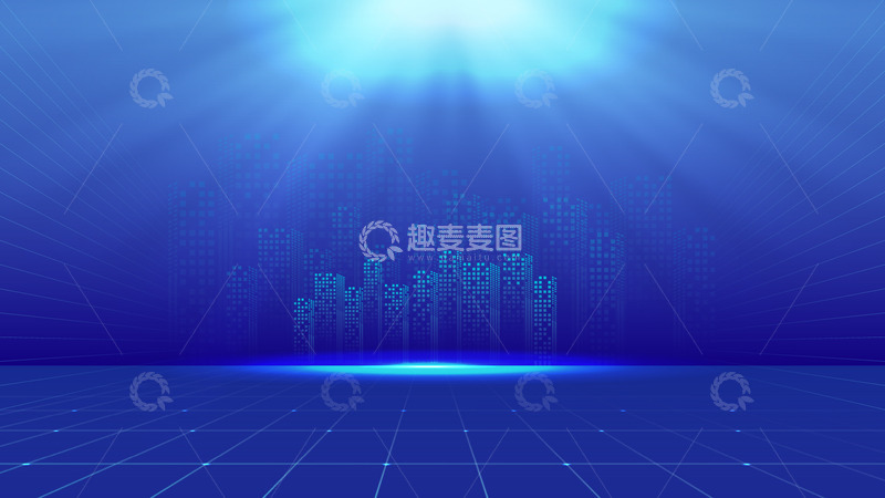 源文件下载【趣麦麦图】蓝色科技城市背景