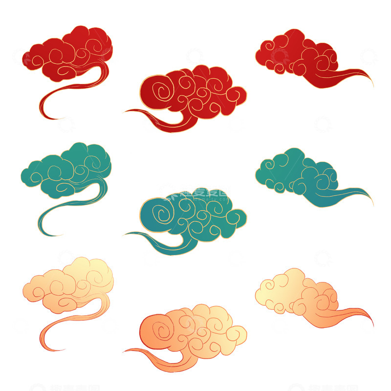 源文件下载【趣麦麦图】手绘祥云中国风传统云纹国潮祥云素材