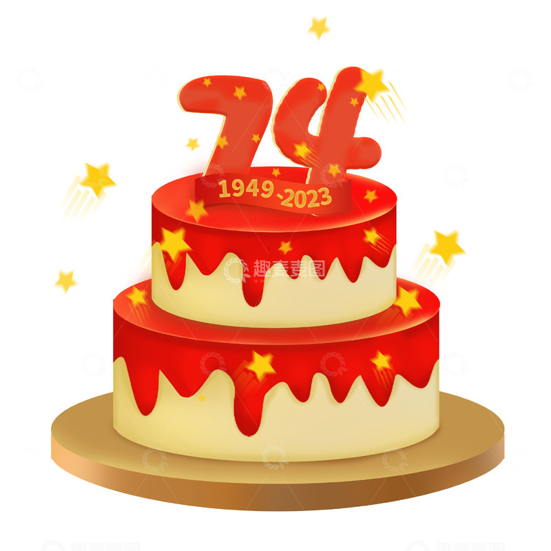 源文件下载【趣麦麦图】手绘国庆红色庆祝喜庆生日蛋糕装饰