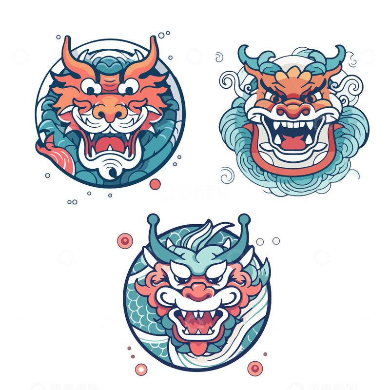 源文件下载【趣麦麦图】龙头卡通正面可爱