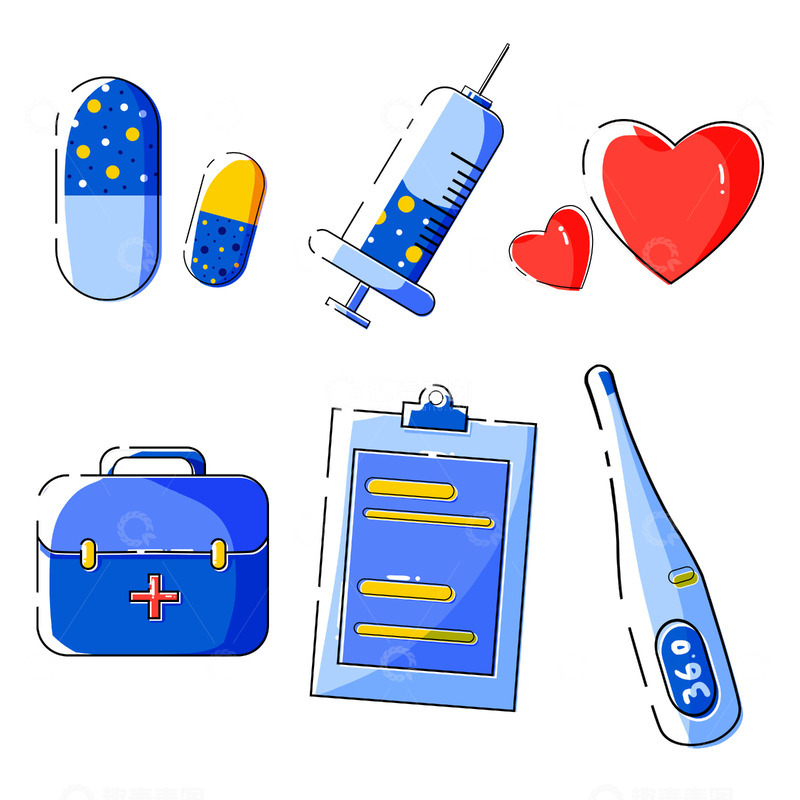 源文件下载【趣麦麦图】简约医疗图标扁平