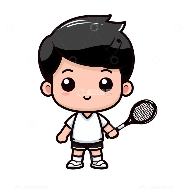 源文件下载【趣麦麦图】打网球拿着球拍的运动员