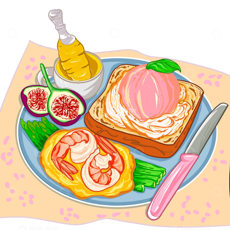 源文件下载【趣麦麦图】简约手绘营养减脂餐