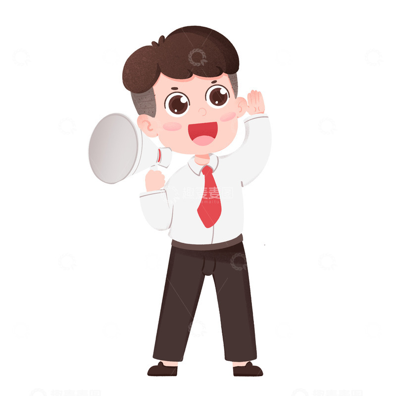 源文件下载【趣麦麦图】卡通手绘HR拿着喇叭招聘免抠元素