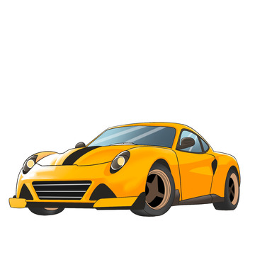 卡通手绘交通工具黄色跑车免抠元素