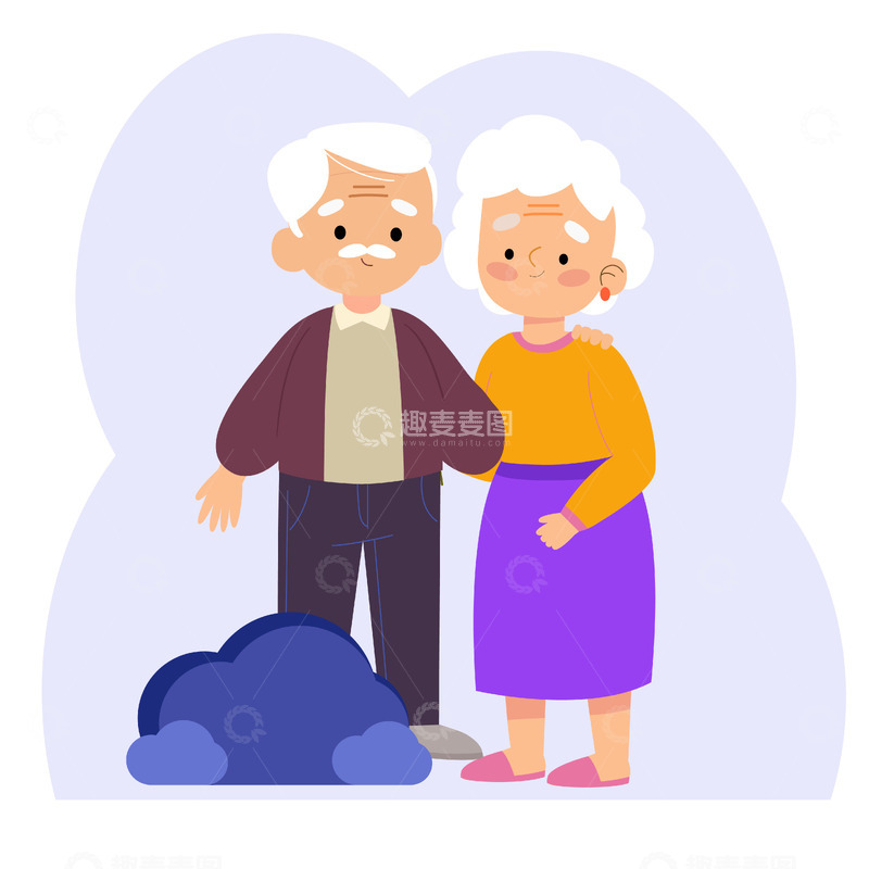 源文件下载【趣麦麦图】重阳节老人插画