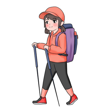 重阳节元素登山人物