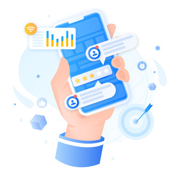 蓝色扁平化商务互联网手持手机装饰插画元素