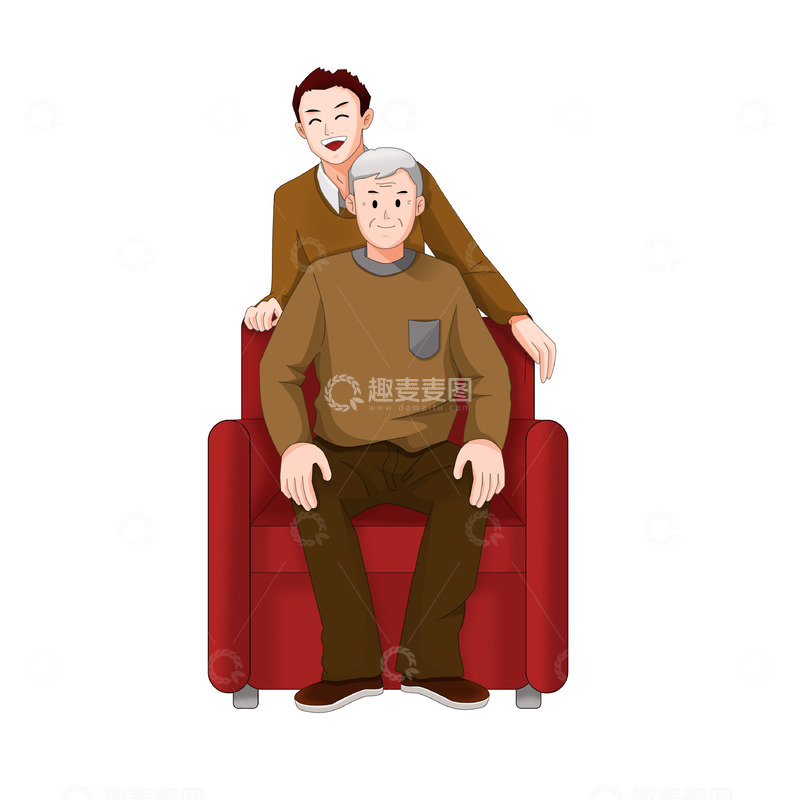 源文件下载【趣麦麦图】重阳节陪伴父亲长辈的年轻人