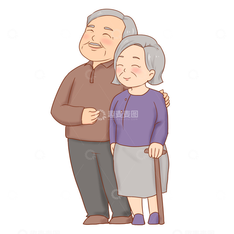 重阳节元素老人登山