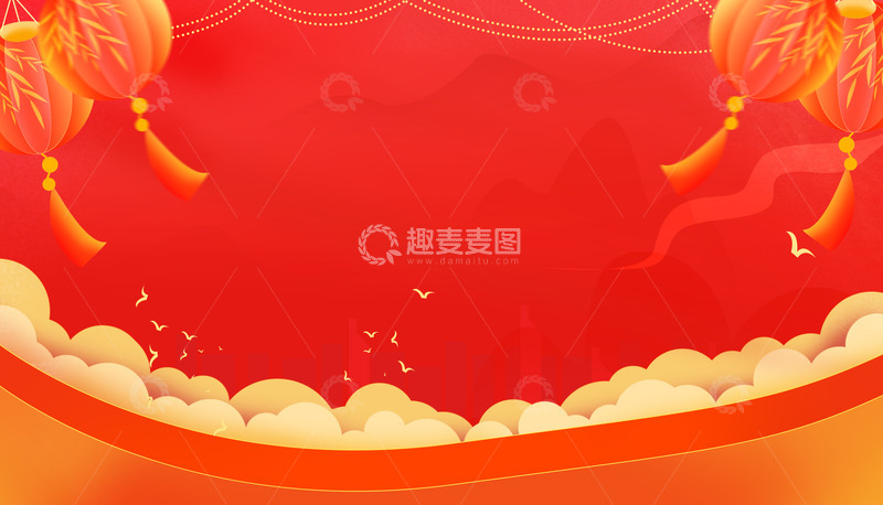 红色中国风喜庆电商中秋灯笼装饰纹理背景