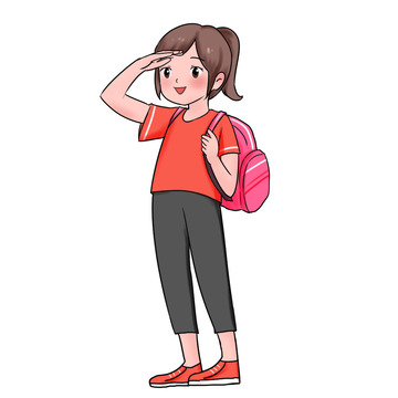 重阳节登山人物背包眺望