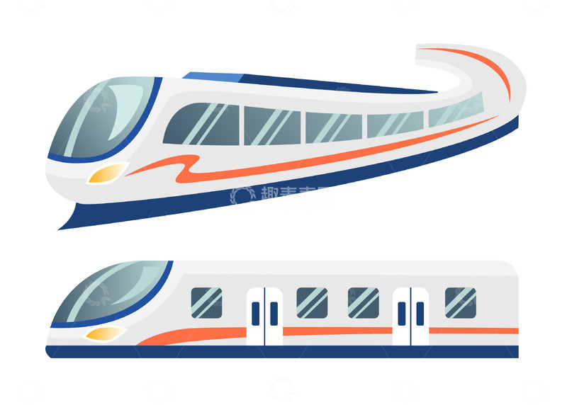 源文件下载【趣麦麦图】卡通简约交通工具高铁列车