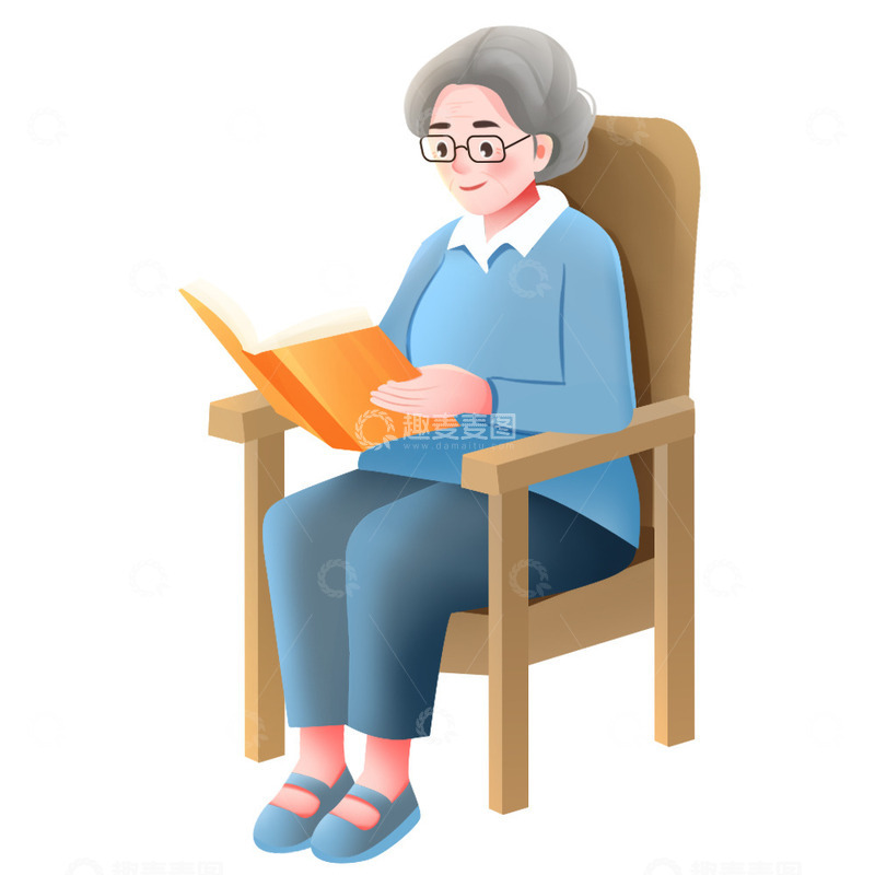 重阳节沙发上看书的老奶奶