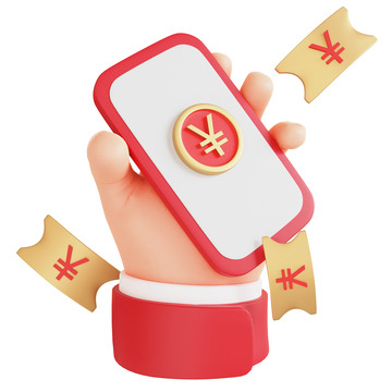 3D购物手势手拿手机