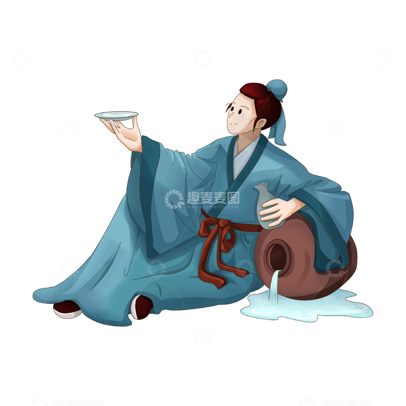 源文件下载【趣麦麦图】举杯喝酒的古风男子