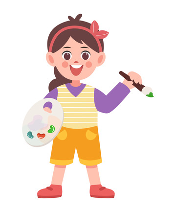 卡通绘画的可爱小女孩