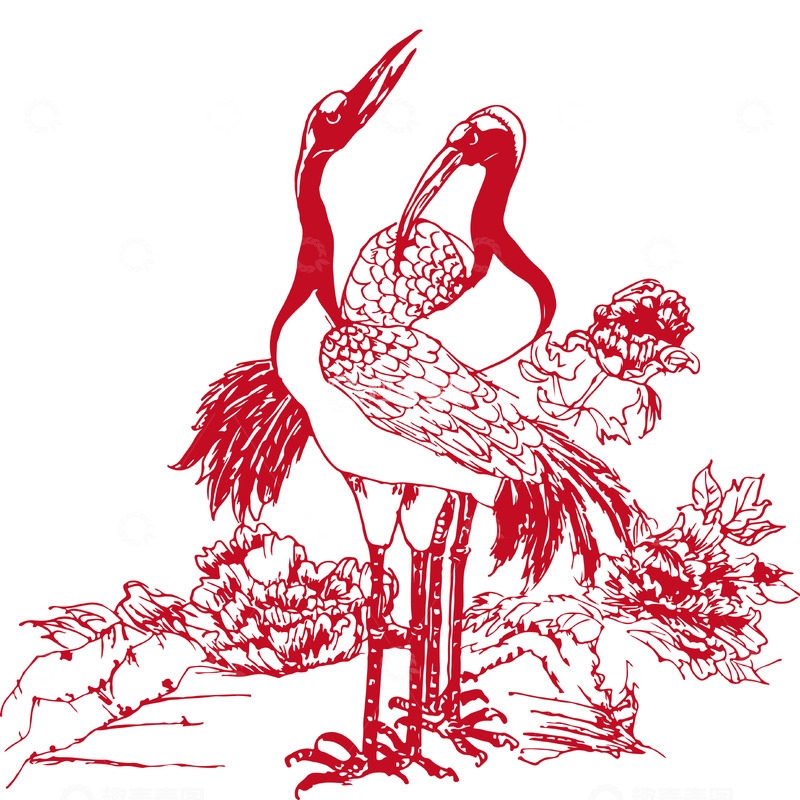 源文件下载【趣麦麦图】重阳节仙鹤手绘剪影矢量元素