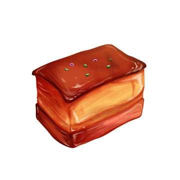 手绘东坡肉红烧肉美食插画元素