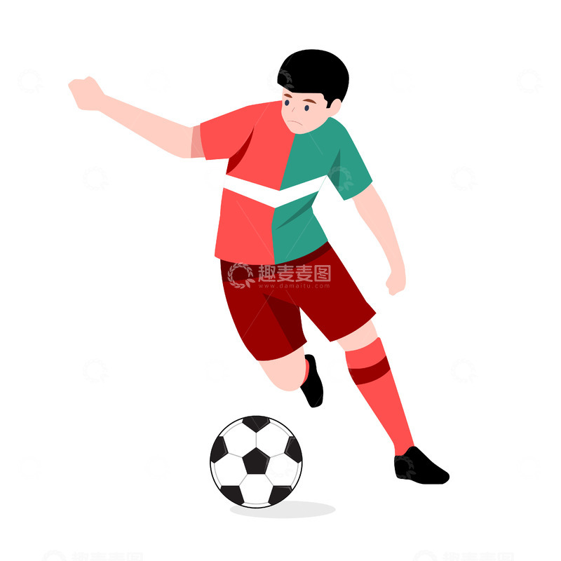 源文件下载【趣麦麦图】踢球的小男孩