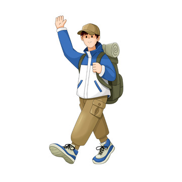 重阳节登高爬山人物元素