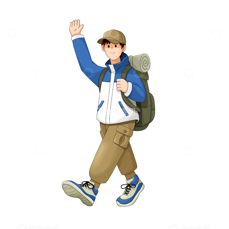 源文件下载【趣麦麦图】重阳节登高爬山人物元素