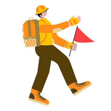 扁平插画重阳节登高登山男子